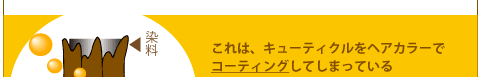 さらにこんなデメリットが！これはキューティクルをヘアカラーでコーティングしてしまっている